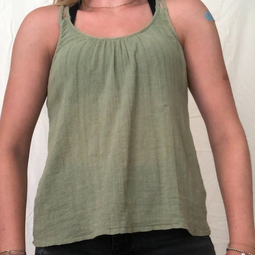 green tank top